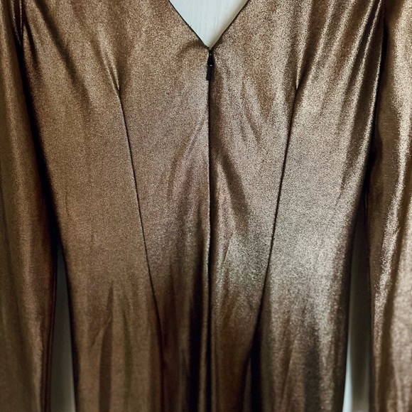 Marchesa Notte Gold Cocktail Dress - Picture 9 of 10